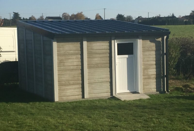 Abri de jardin en béton aspect bois 1 pente